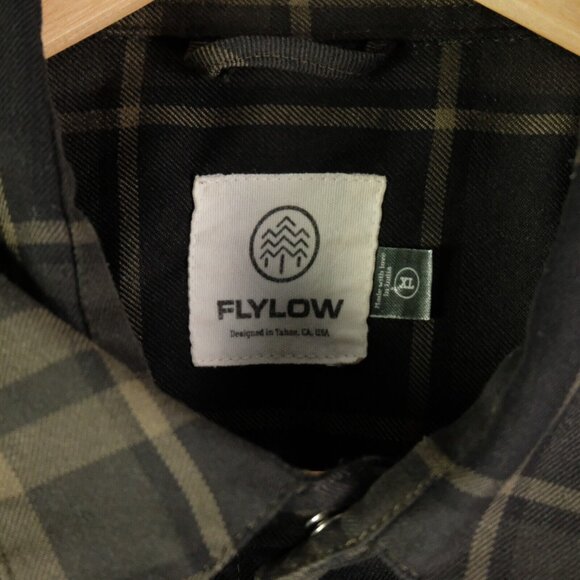 Flylow Shirt Mens Extra Large Green Plaid Pearl Snap Long Sleeve Outdoor - Picture 7 of 10